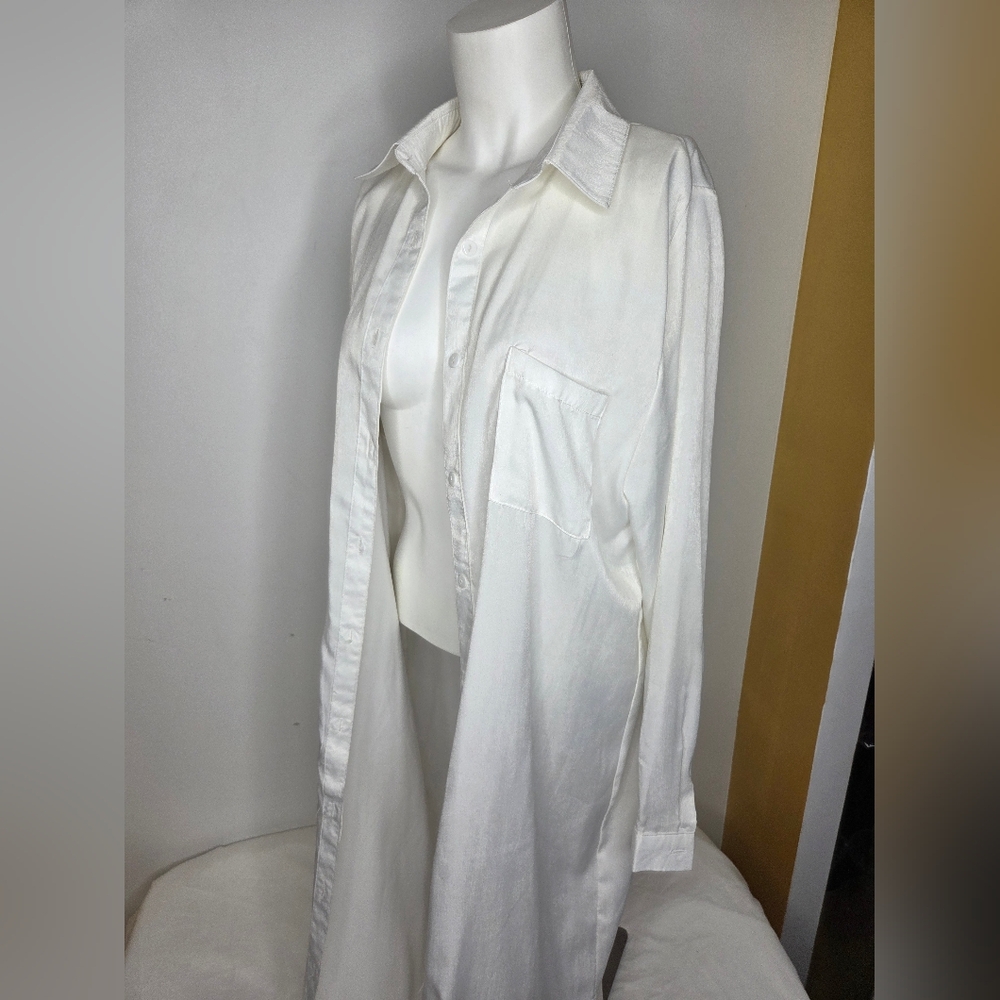 RD & Koko size L Embroidered White Long Kimono Butom Up - Picture 4 of 12